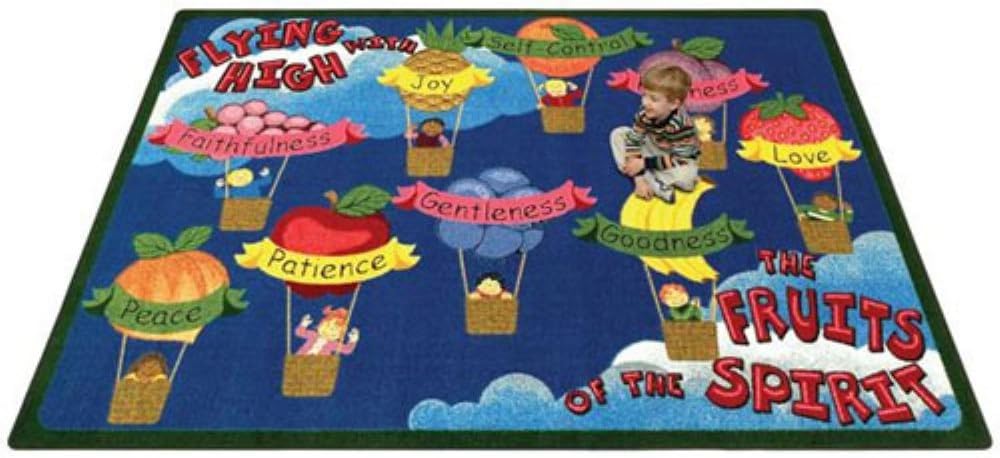 Joy Carpets Kid Essentials Inspirational Fruits of The Spirit Area Rug, Multicolored, 3'10" x 5'4"