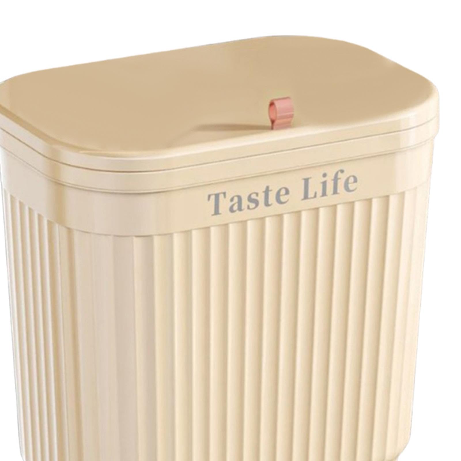 Pattumiera con Ruote Secchio Spazzatura con Coperchio Organizzatore Rifiuti Grande capacità Struttura Ergonomica in PP Adatto a Cucina Soggiorno Uffic, Giallo
