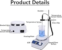 Vista 4 de Magnetic Stirrer, 1500R/Min Magnetic Stirrer Hot Plate, Laboratory Magnetic Mixer, Digital Magnetic Stirrer for Laboratory, Classroom, Scientific