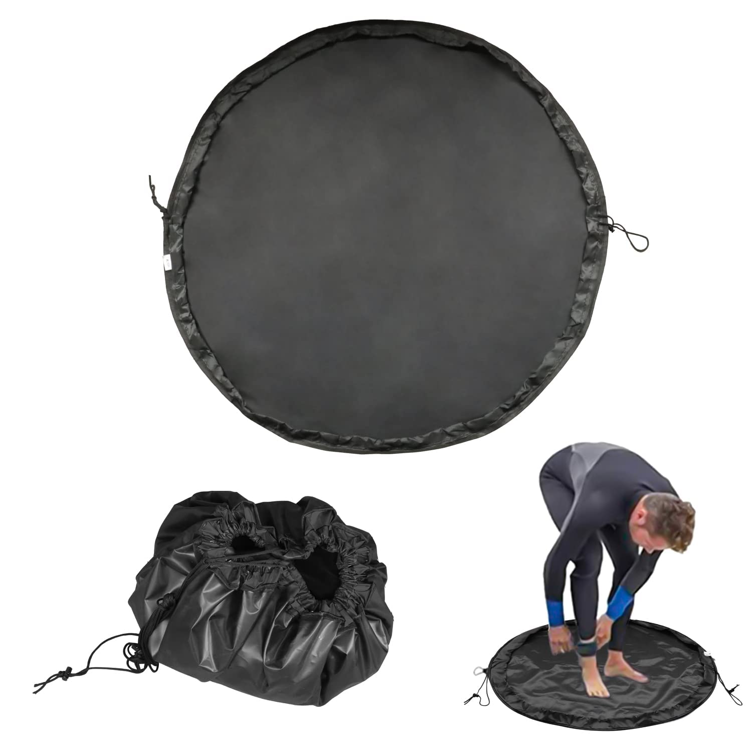 DGHOME Wetsuit Changing Mat,Black Waterproof Surf Change Mats Portable Dive Changing Mat Accessories for Water Sports, Surfing, Dive Storage Clothing and Carry-Ons (35.5 x 35.5 inches)