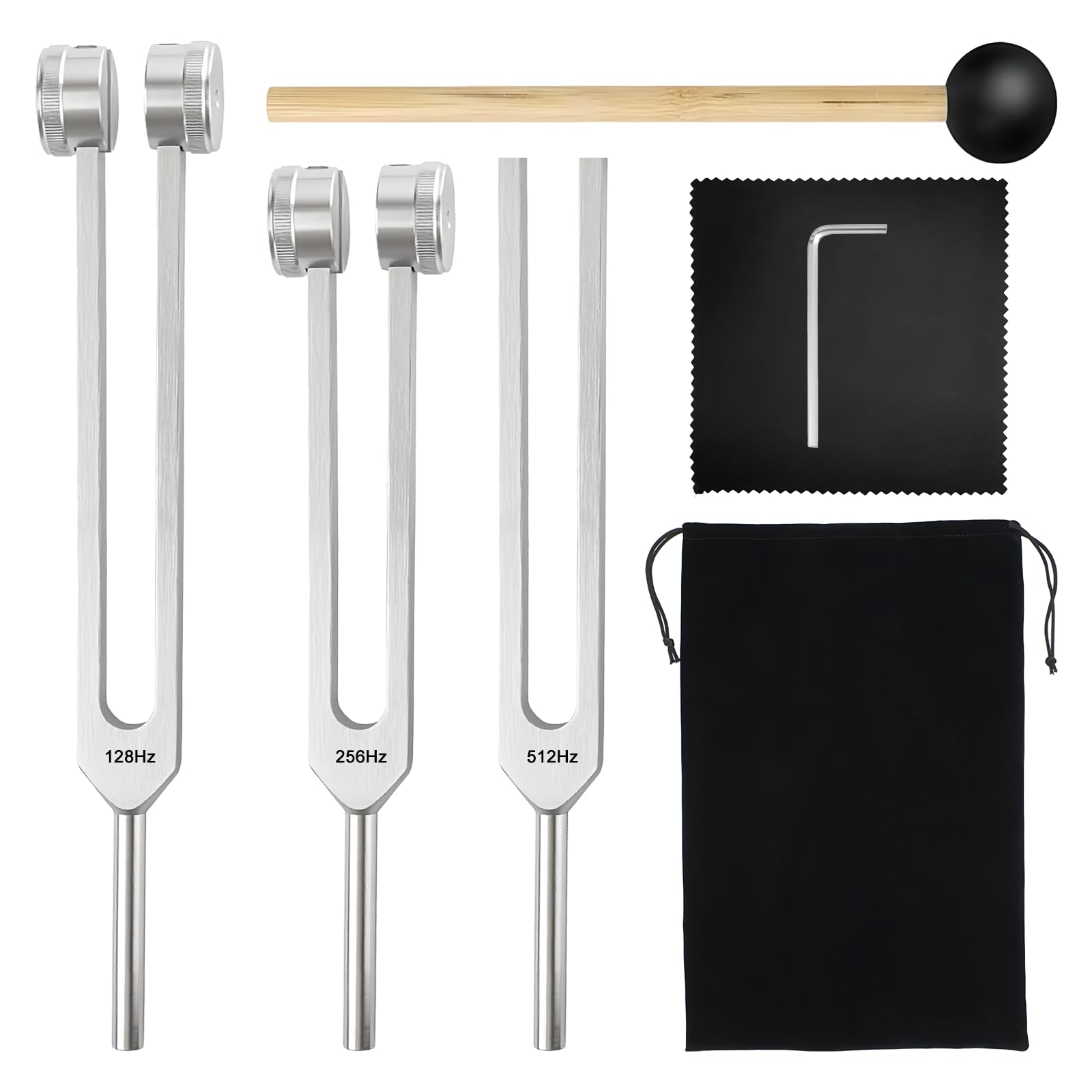 Juego de 3 diapasones de 128, 256, 512 Hz, diapasón de terapia, diapasón neurología, aleación de aluminio para curación, terapia de sonido, curación del cuerpo, mente y alma