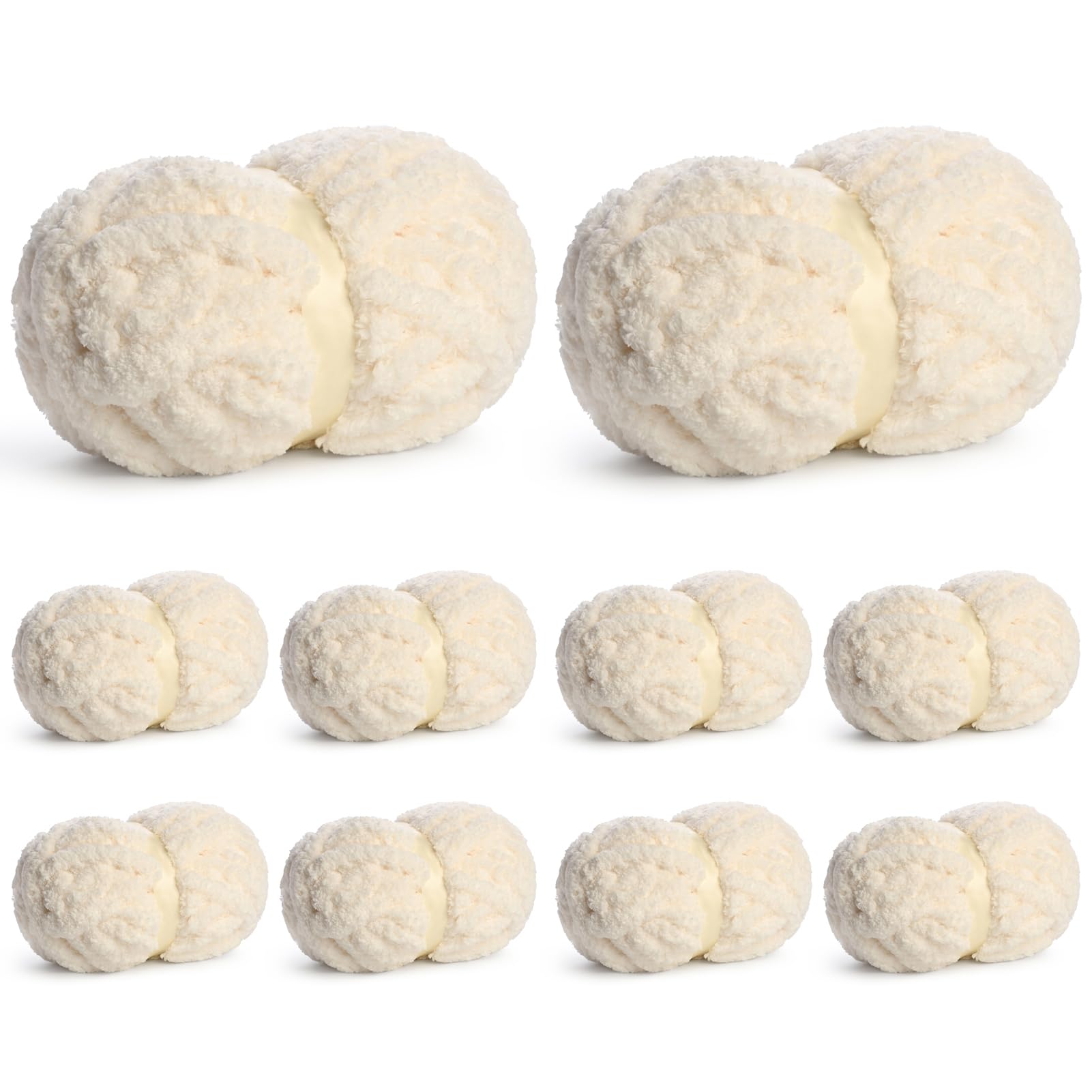 10 Pack of Jumbo Chunky Yarn for Hand Knitting,10# Super Bulky-Fluffy Chenille Yarn, 220 yds/70.5 oz Soft Thick Yarn for Crocheting Chunky Knit Throw Blankets.(Milky White)