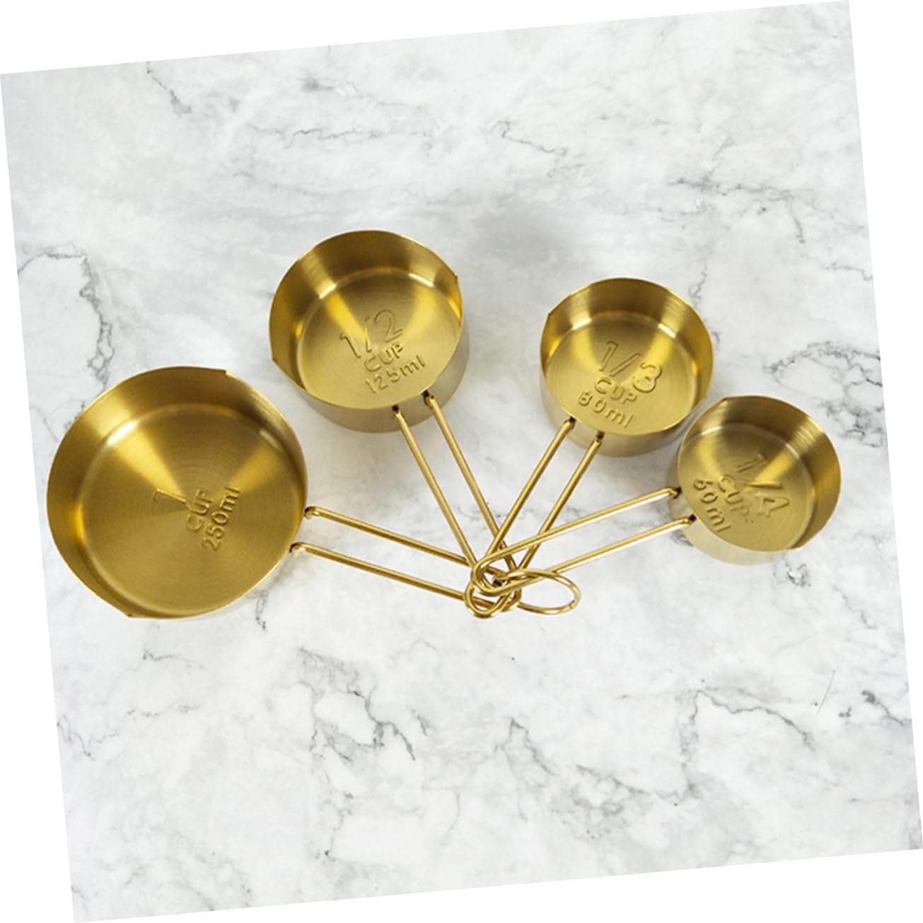 LIFKOME Cuillères Doseuses Lot de 4 Trou Suspendre en Acier Inoxydable Or Multi-usages Cuisine et Pâtisserie à Domicile