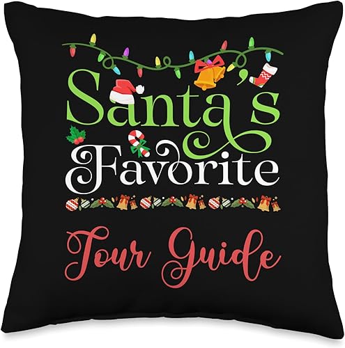 Miniatura 4 de Santa's Worker Holiday Threads Santas Favorite Tour Guide Holiday Top Elf Profession Throw Pillow, 18x18, Multicolor
