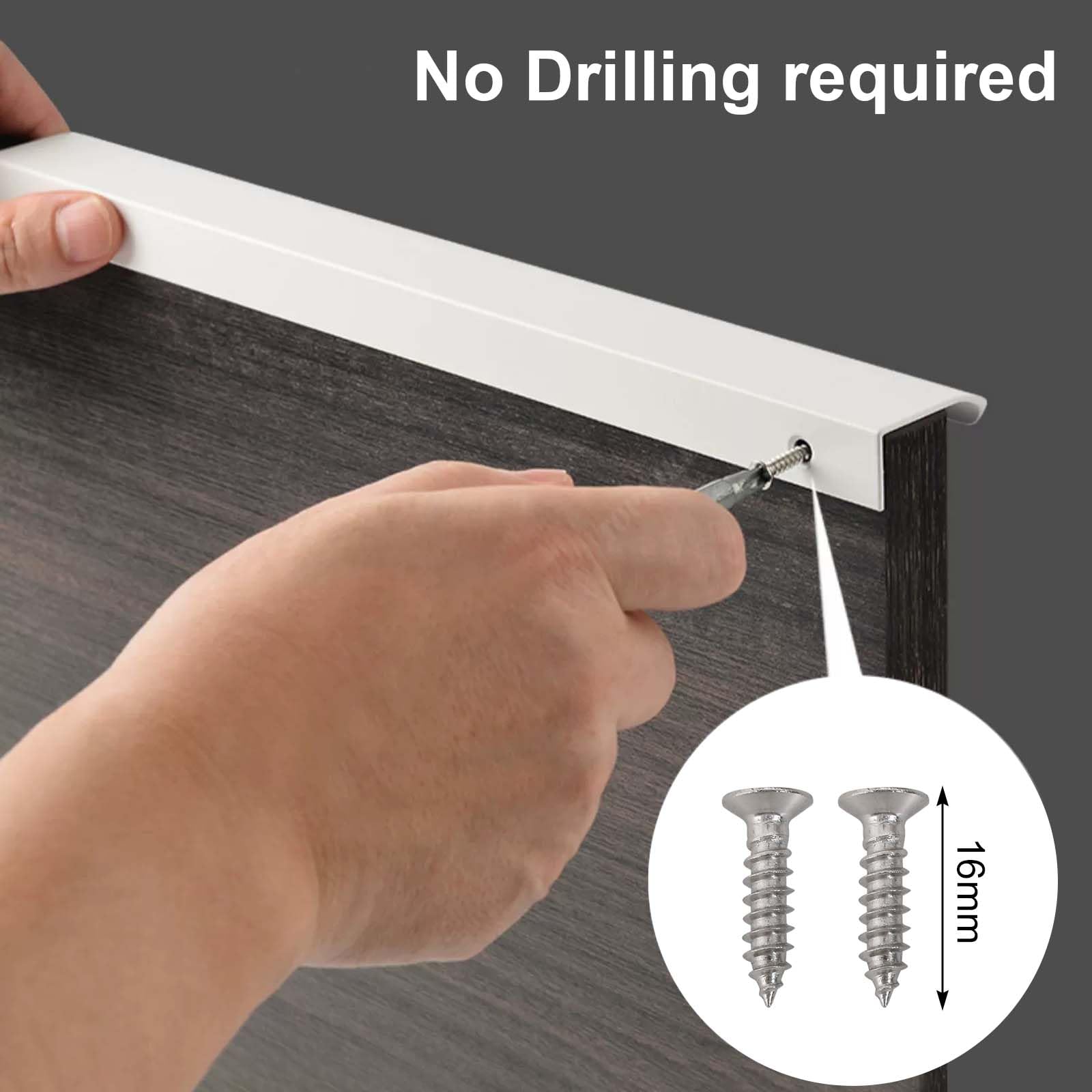 6 Maniglie Nascoste Per Mobili In Alluminio - Profilo A L Per Armadi, Cassetti E Cucina, 15cm - Foto 2