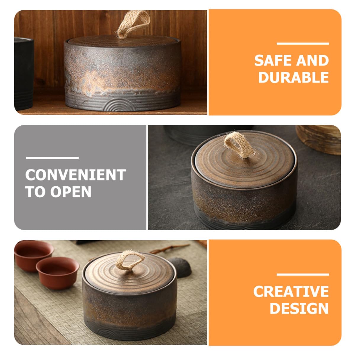 Homoyoyo Bote de Té de Cerámica de 500ml Tapa Sellada para Almacenamiento y Protección, Recipiente Hermético Adecuado para Hogar y Té Aromático