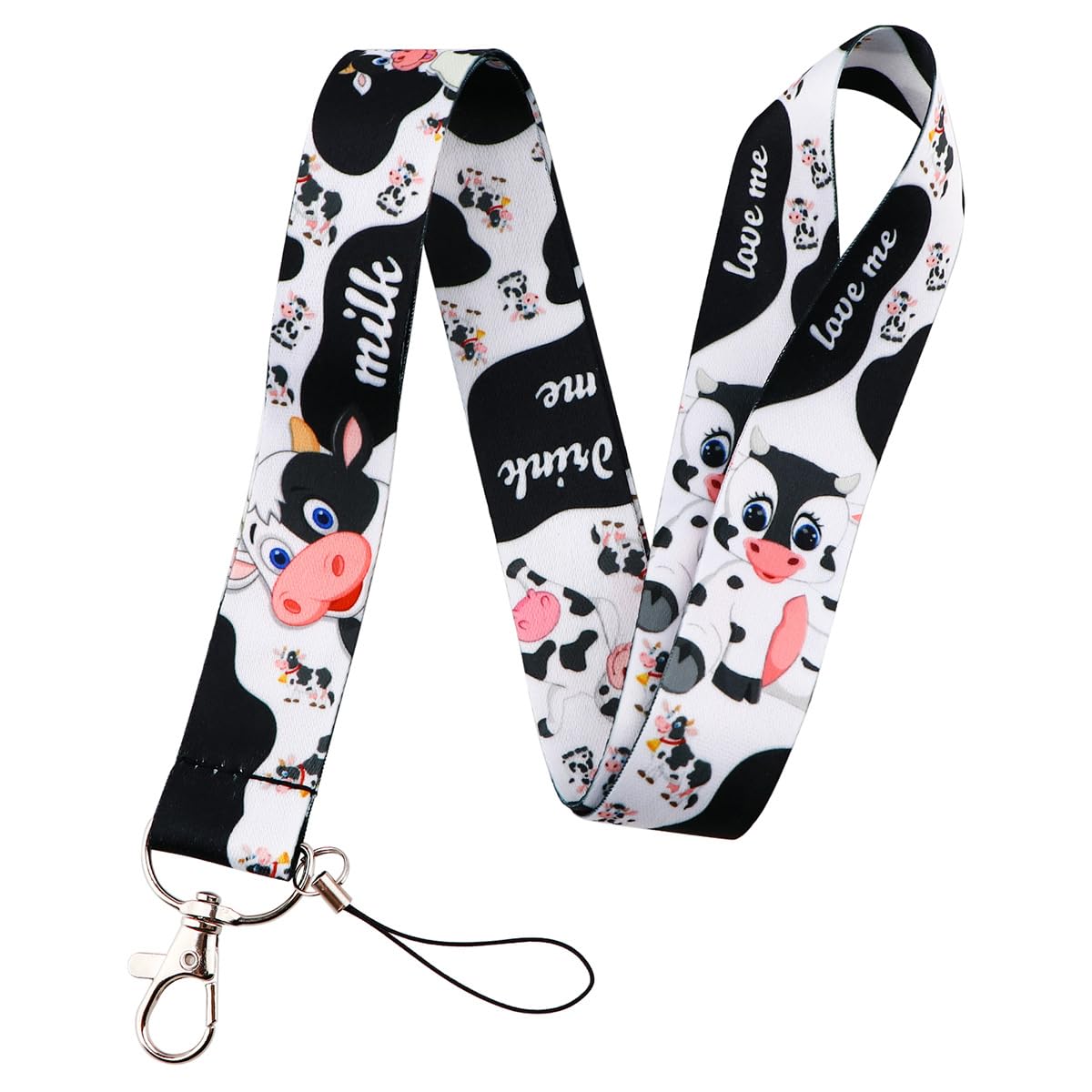 hansum Lanyard Neck Strap, Cartoon Animal Lanyards with Safety Buckle, for ID Badge Holder, Keys, Work Permits, Mobile Phones (Color : Cow, Size : 45cm)