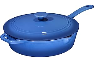 Bruntmor 5qt Blue enameled cast iron skillet with lid