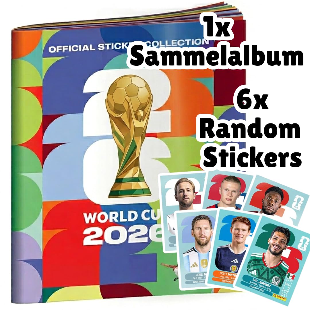 World Cup 2026, album da collezione con copertina morbida con 6 adesivi, album di adesivi per collezionisti e appassionati di calcio, edizione originale + protezione spedizione HeartGlobal