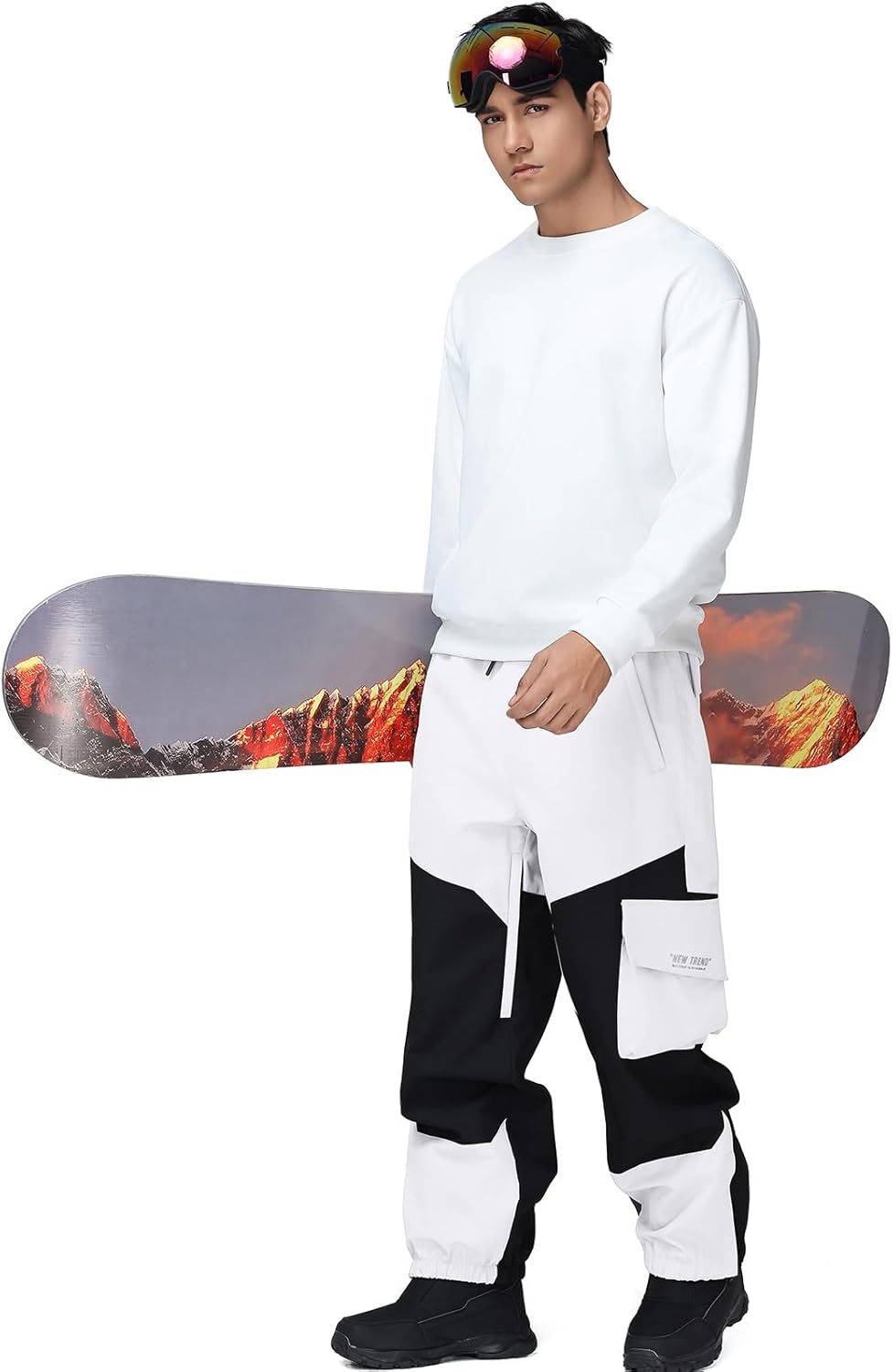 YEEFINE Men's Snow Ski Pants Insulated Womens Cargo Snowboard Pants Baggy Waterproof Winter Outdoor - Image 6