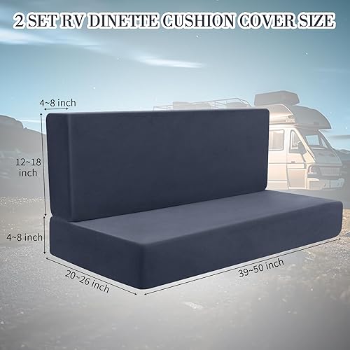 Miniatura 2 de Buryeah Juego de 2 fundas de cojín elásticas para asiento de sofá de caravana, fundas de cojín elásticas para sofá biplaza, protector de muebles
