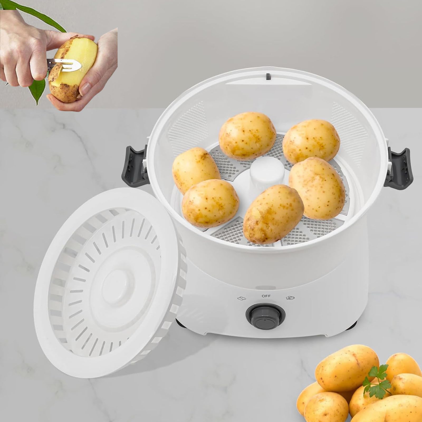 Pelapatate elettrico da 85 W, pelapatate automatico per verdure con centrifuga e disidratatore per la cucina