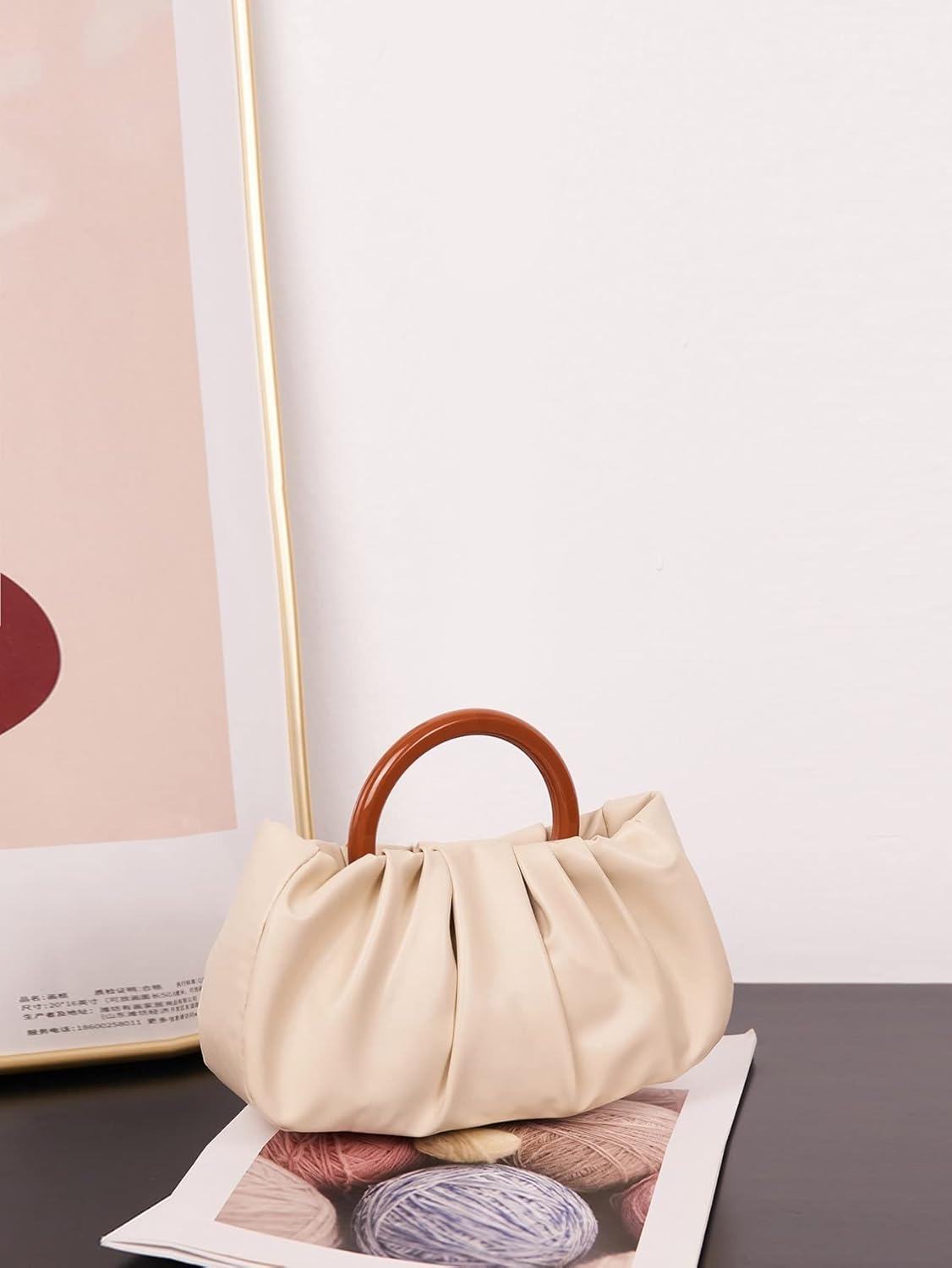 Verdusa Women's Ruched Small Handbag Clutch Purse Dumpling Pouch Bag