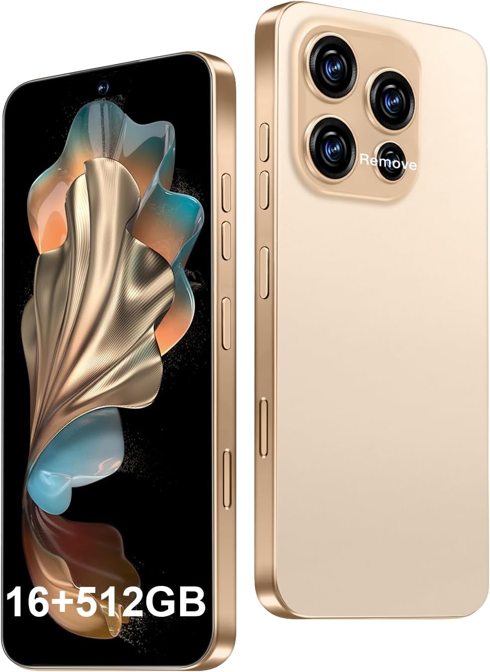 16PM Unlocked Phone,16+512GB Smartphone, Android 14.0, Long Battery Life 7000mAh,6.99″ Display 68+108MP Zoom Camera,with Dual SIM, Fingerprint Lock, Face ID (Gold)