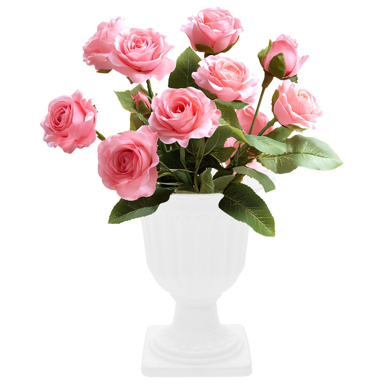 Pot de fleurs extérieur PRETYZOOM grand modèle plastique type urne blanche