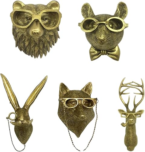 Miniatura 6 de Decoración para el hogar Decoración de pared de cabeza de ciervo de resina bronceada impermeable, escultura colgante protector solar cabeza animal