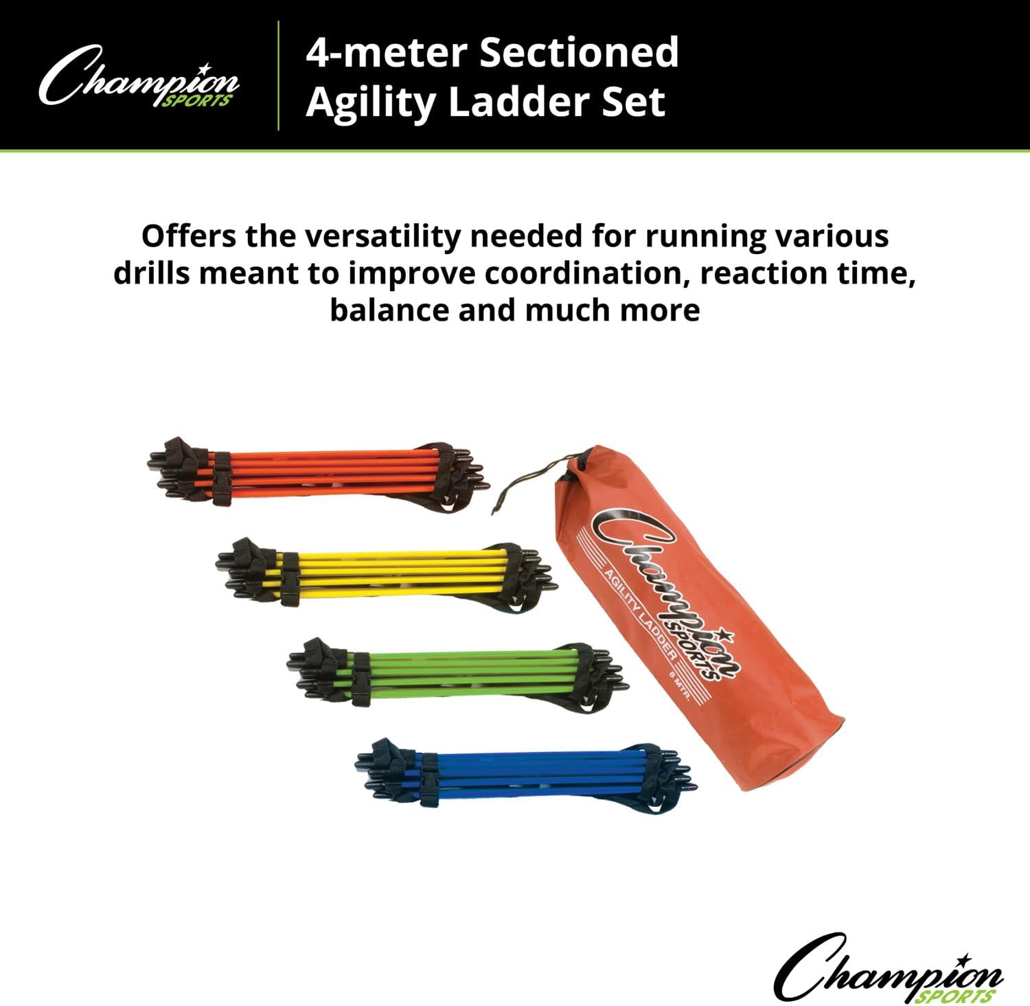 Champion Sports AGLCLR4 4M Sectioned Agility Ladder Set