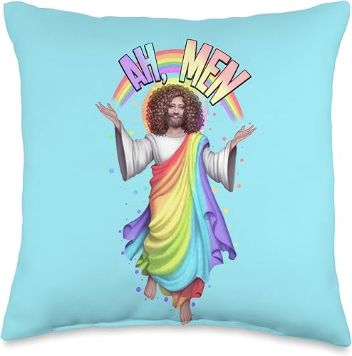 Miniatura 5 de JeGaysus Gay Jesus 'Ah, Men' - Pride Merch Special-Amen - Almohada de 18 x 18 pulgadas, multicolor