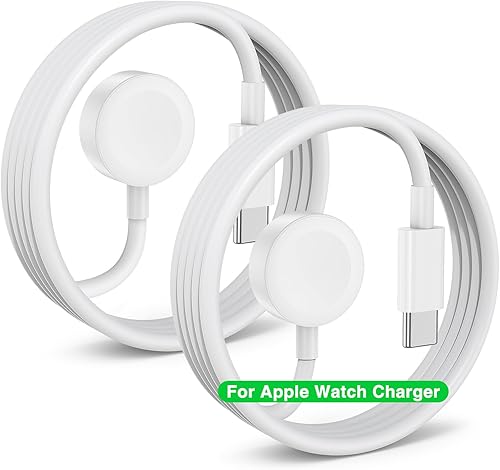 Paquete de 2 cargadores USB C para Apple Watch actualizados 2025, cargador magnético para iWatch, cable de carga rápida de 3 pies para Apple Watch