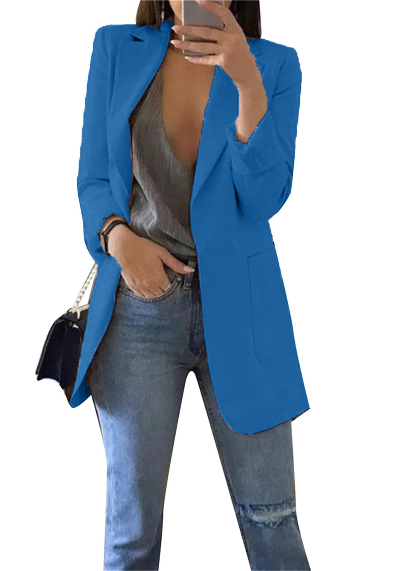 Women Casual Loose Fit Long Sleeve Blazer Cardigan Fashion Plus Size Work Blazer