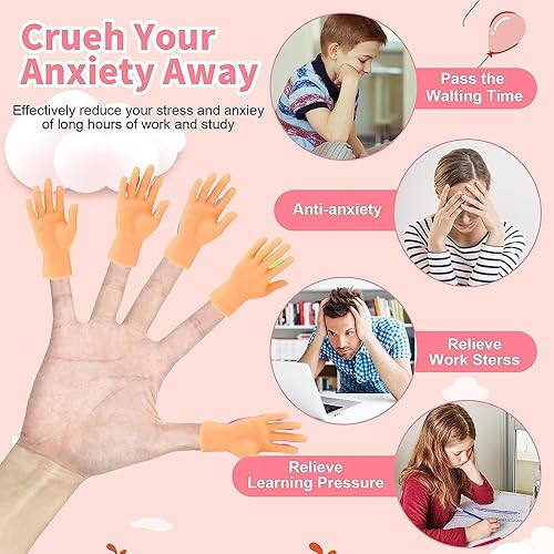 Miniatura 7 de 30 unidades de diminutas manos de dedo, mini marionetas de goma para dedos, manos pequeñas en miniatura, equísticas, lindos dedos de mano para