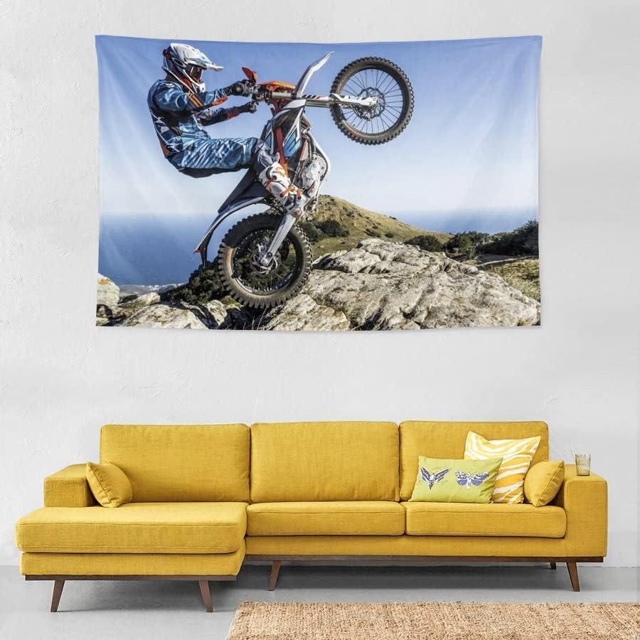 Miniatura 2 de TMATUTA Tapiz artístico de motocross para dormitorio, sala de estar, dormitorio, fiesta, decoración del hogar, 60 x 40 pulgadas