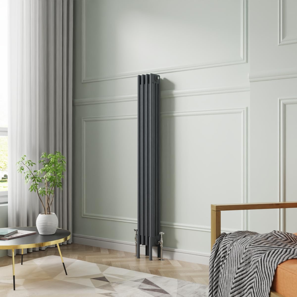 NRG 1500x200mm Anthracite Cast Iron Radiator 4 Column Perfect for Bathrooms, Kitchen, Living Room โ image 1