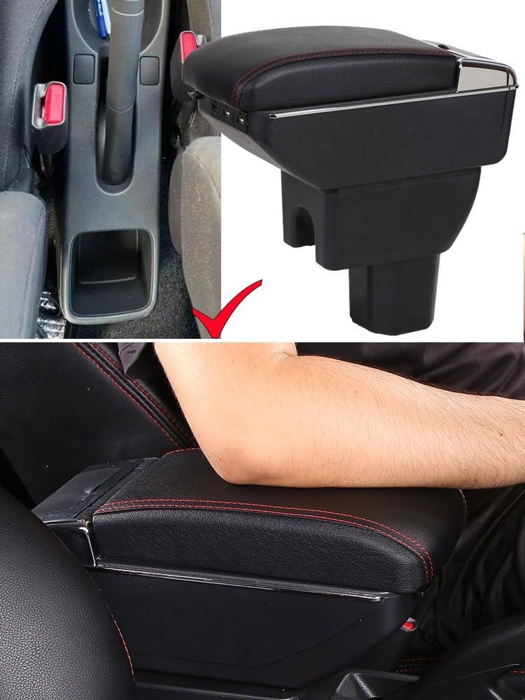Auto Armsteun Box Voor Suzuki Voor Splash Auto Armsteun Doos Retrofit Onderdelen PU Leer Eenvoudige Installatie Middenconsole Opbergdoos Auto Accessoires Auto Armsteun Opbergdoos (Color : A3 Black wh