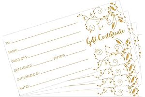 Fancy Land Premium 25-Pack Gift Certificate Cards with Golden Foil - Perfect...