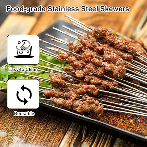 Ruayia Grillspieße, 20 Stück BBQ Spieß Edelstahl, 20CM Schaschlikspieße Edelstahl, Fleischspieße Spieße, Wiederverwendbare BBQ Grillen Grillzubehör ideal zum Fixieren von Garnelen