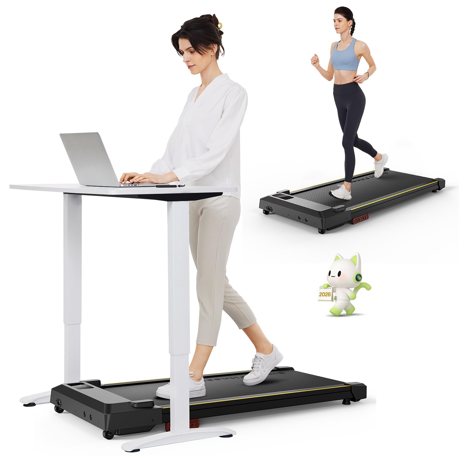 UREVO Walking Pad with Incline, Portable Under Desk Treadmill, 2.5 HP Walking Treadmill Pad for Home and Office, Walking Jogging Running Machine with Remote Control and LED Display