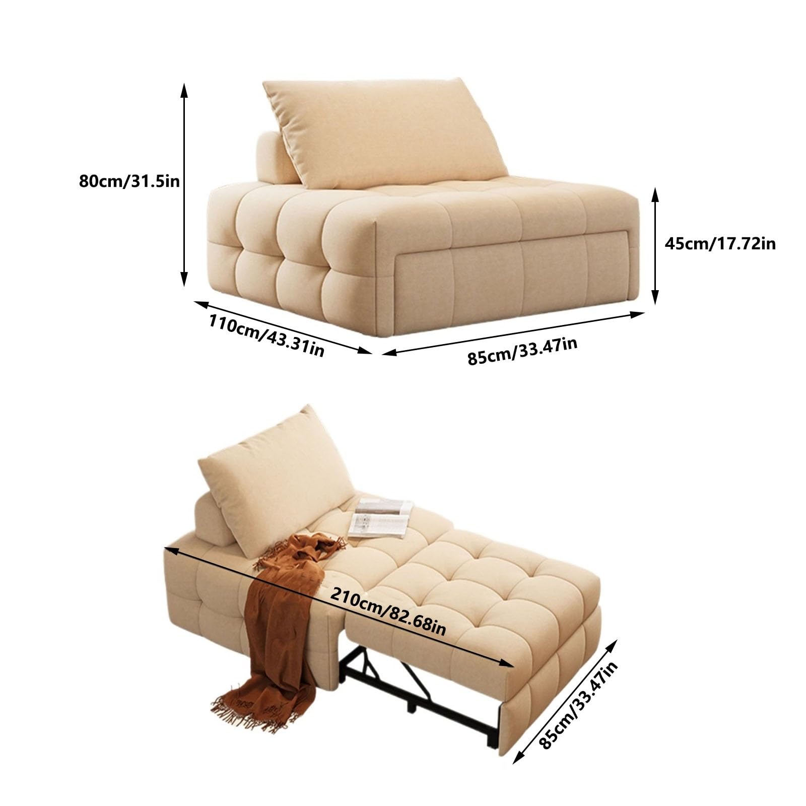 EBENCHICO Divano-letto pieghevole con supporto posteriore, comodo pouf pieghevole divano letto divano letto poltrona divano letto divano divano sedia divano letto divano letto divano letto divano