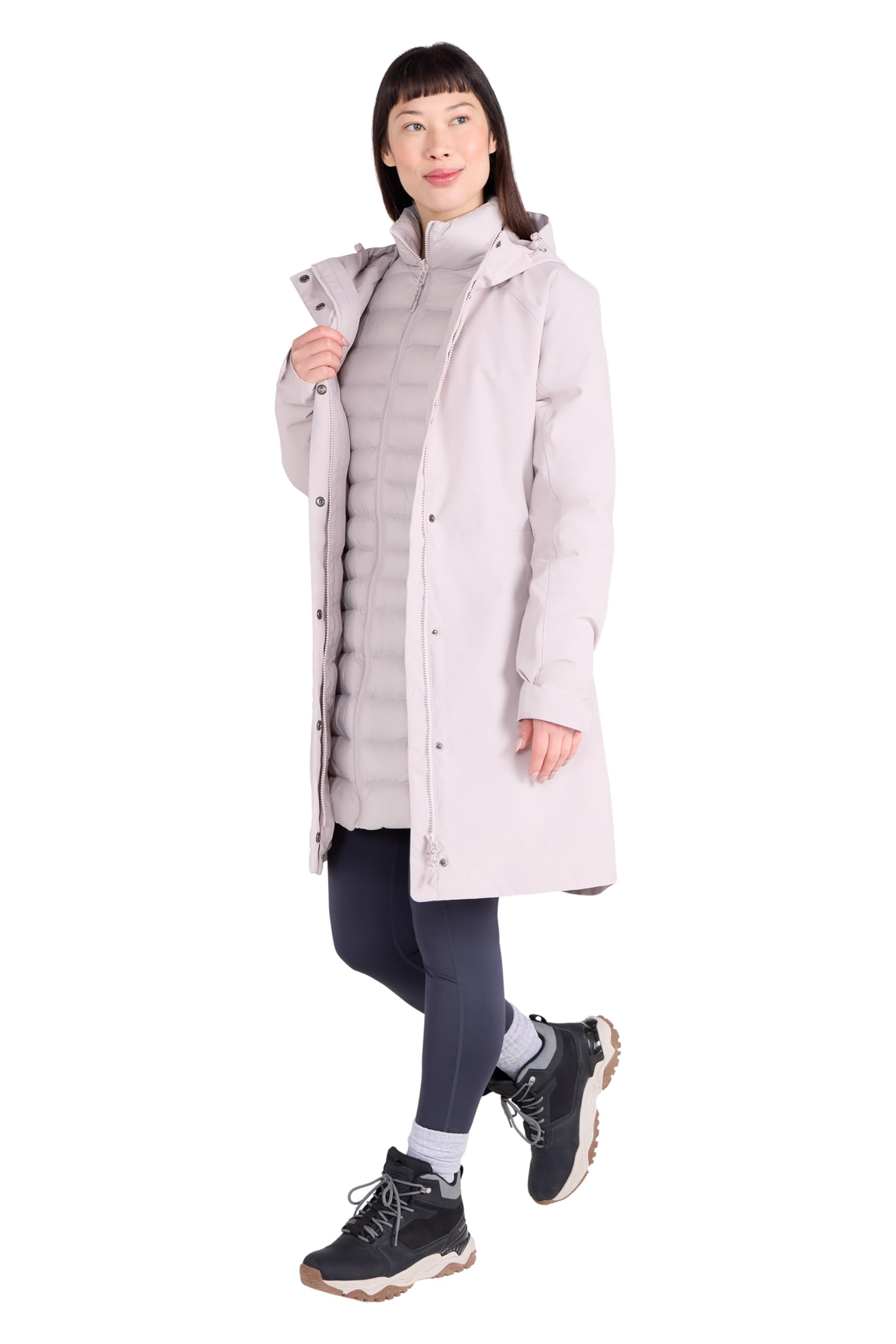 Mountain Warehouse Alaskan Womens 3 in 1 Long Jacket Light Beige 8