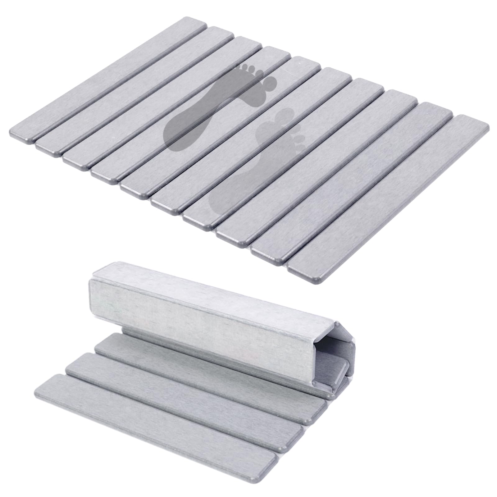 BoxedHome Stein-Badematte, Faltbare Natürliche Kieselgur-Badematte, 60x40 cm, Super Saugfähig, Schnelltrocknend, Rutschfest, Leicht zu Reinigen, Hellgrau – Ideal für Bad, Haus und Küche