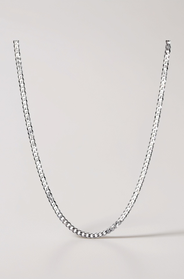 Anti-Tarnish 92.5 Sterling Silver Curb Chain Necklace in 20 24 28 inches for Men & Boys