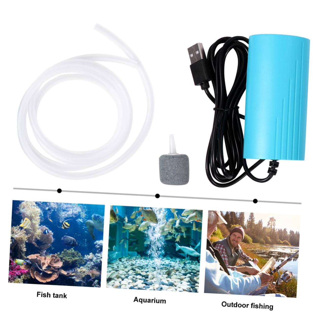BESPORTBLE 3piezas Bomba De Aire USB Silenciosa para Acuarios Oxigenador Portátil para Peceras para Entornos Tranquilos y Uso Prolongado