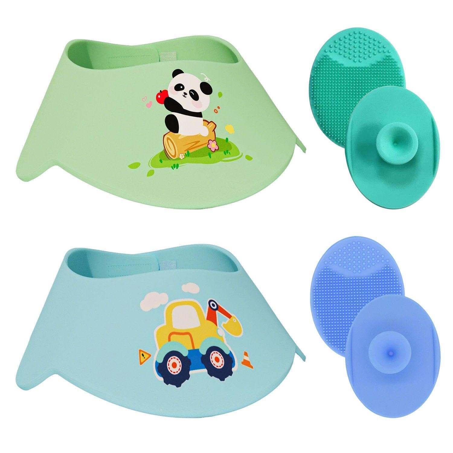 2 Pezzi Tappi Per La Doccia, 2 Pezzi Di Massaggio, Cartoni Gravi, Protezione Degli Occhi, Protezione Dell'Orecchio, Doccia Per Bambini E Lavaggio Per Capelli Impermeabili.