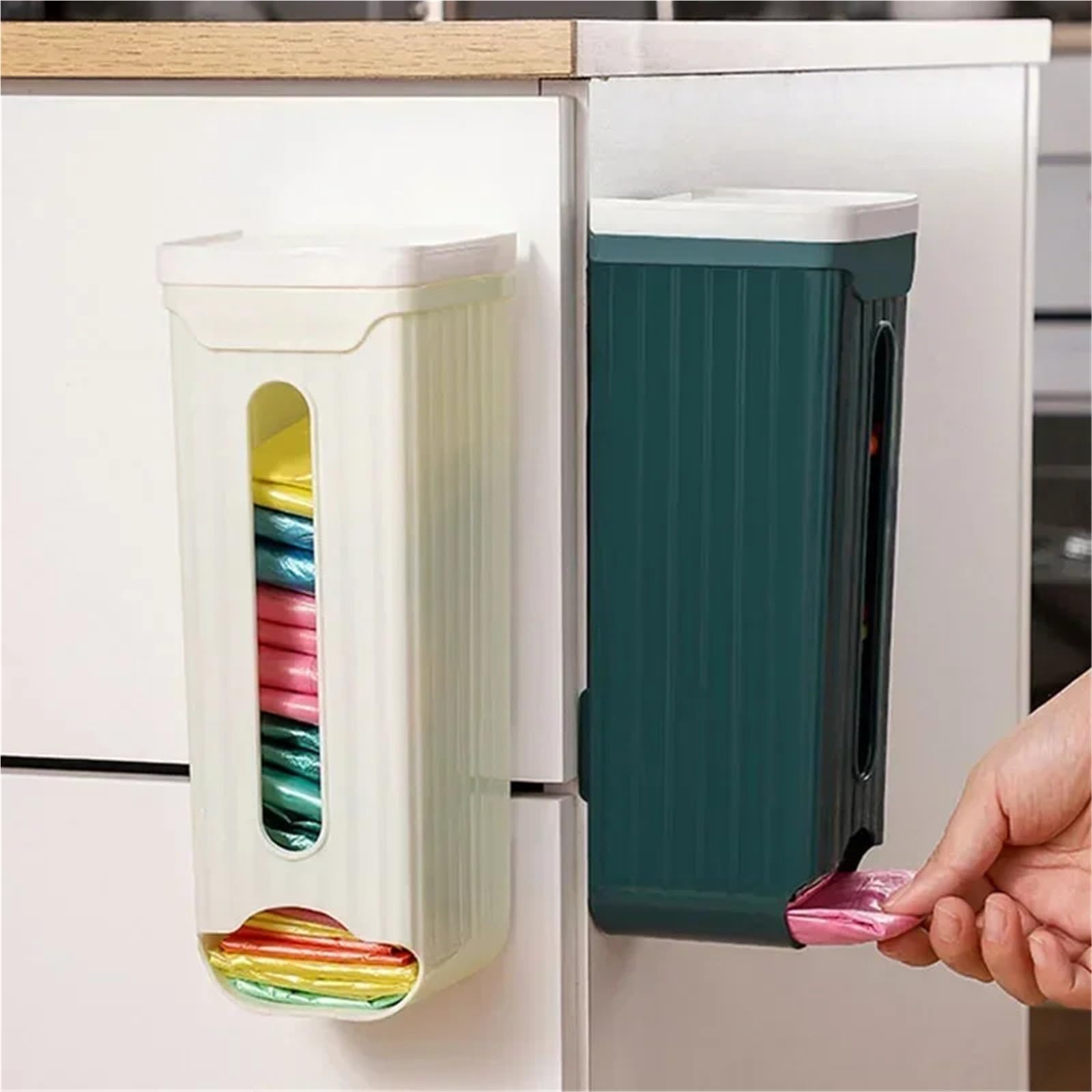 Caja de Bolsas Basura for el hogar, Organizador Cocina, baño, Estante Almacenamiento for Colgar en la Pared, dispensador, Caja, 2 uds para Cocina y Baño(Green)