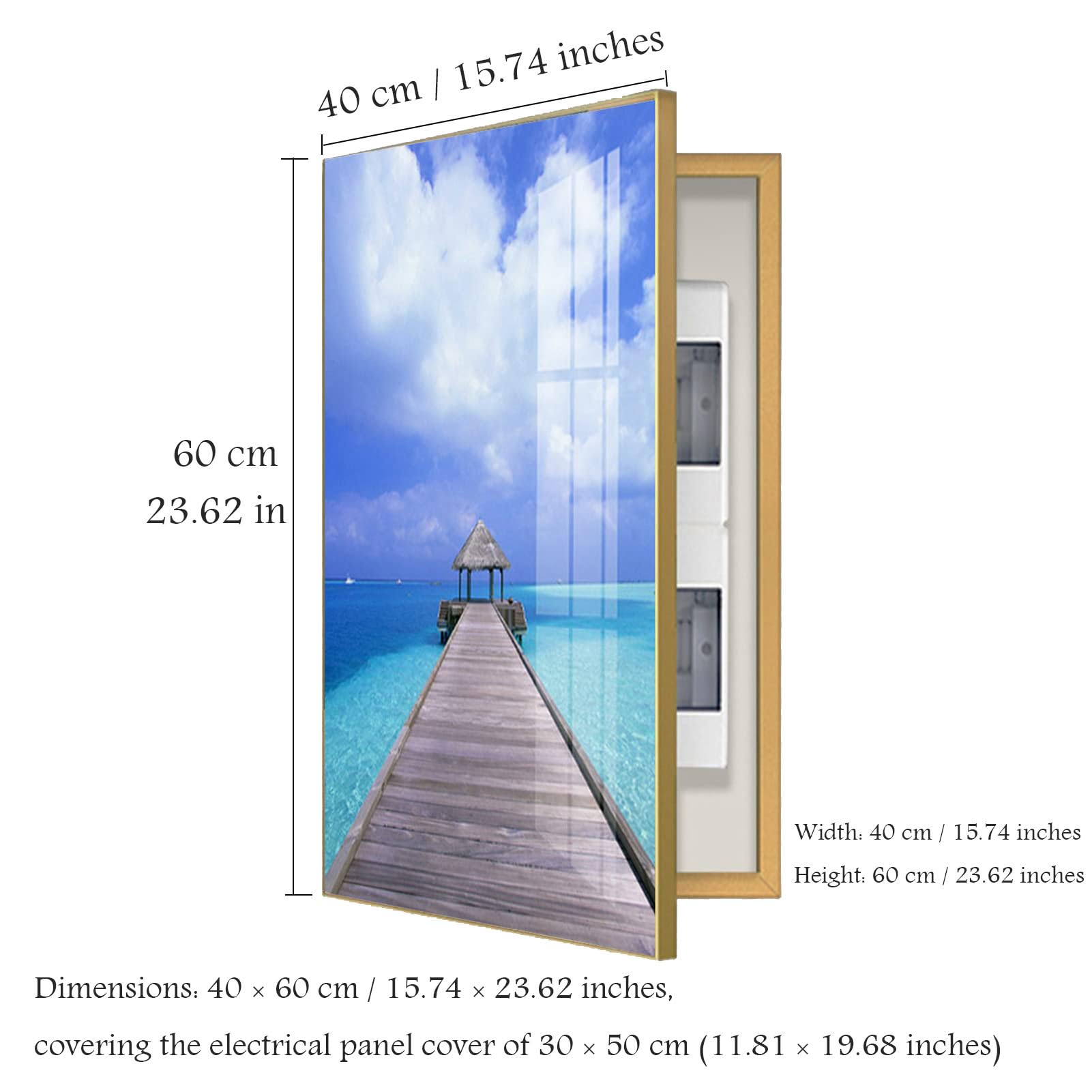 Copertura Decorativa Per Quadro Elettrico, Senza Fori – Nasconde Contatori, Per Interno Casa, 25x20 Cm