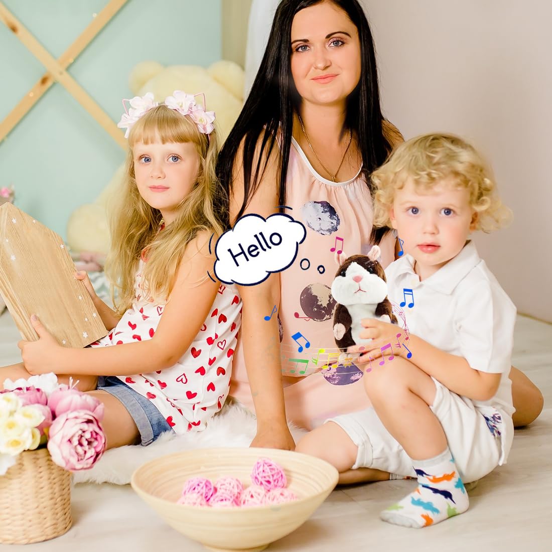 Wishstar mówiący chomik, pluszak powtarzający się, zabawka pluszowa, nadaje się dla dzieci, prezent urodzinowy (ciemnobrązowy)