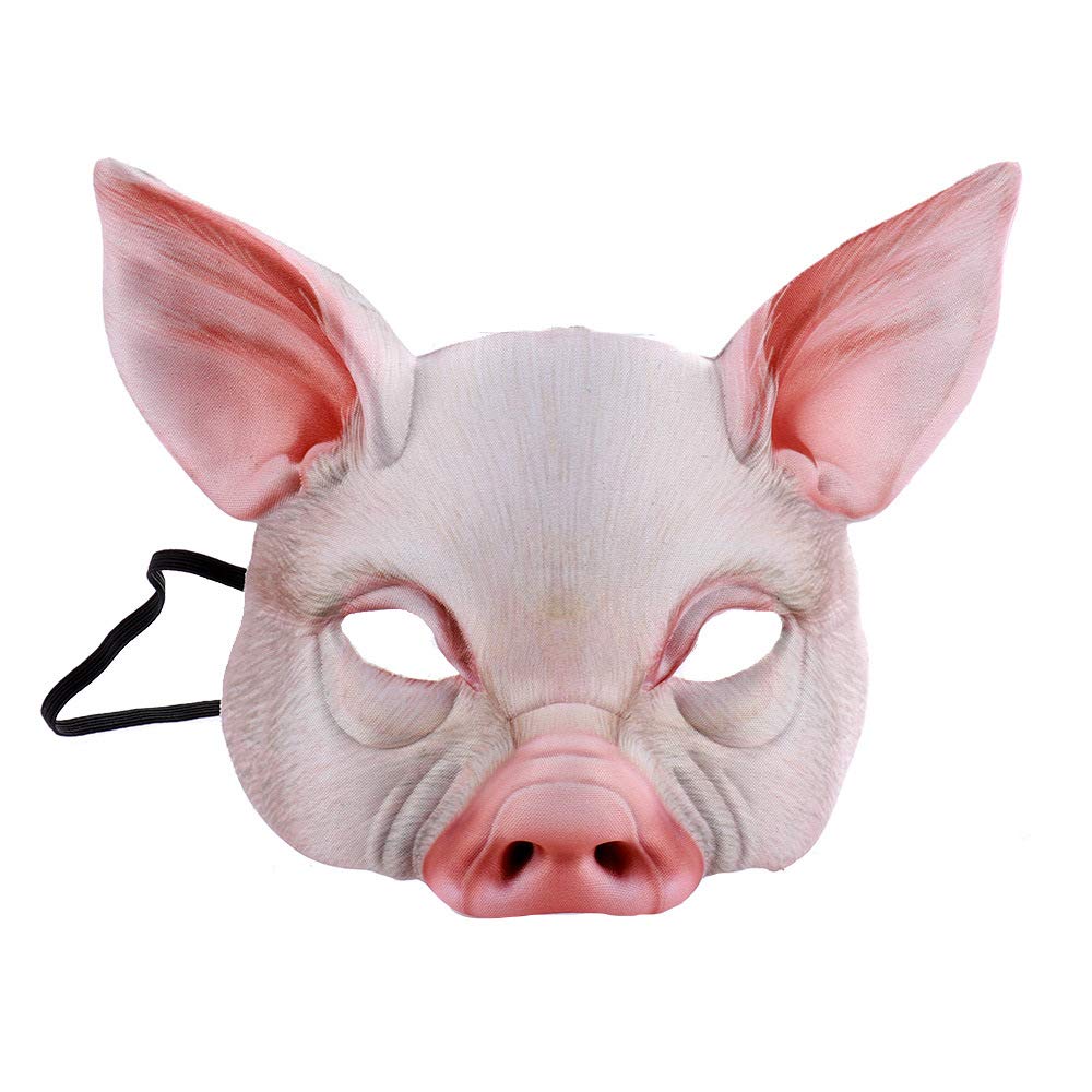 Hosfairy1Pcs Half Face Animal Mask Pig Mask Horror Pig Mask for Halloween Costume Party Cosplay Props (White Pig Mask)