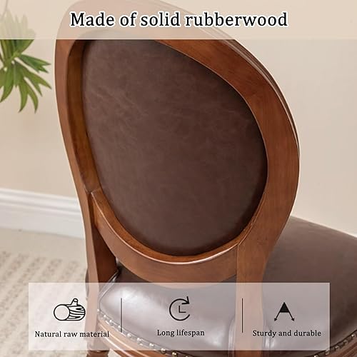 Miniatura 5 de Juego de sillas de comedor de madera 124, sillas de cocina tapizadas con asiento de cuero, silla de comedor rústica, silla lateral sin brazos para