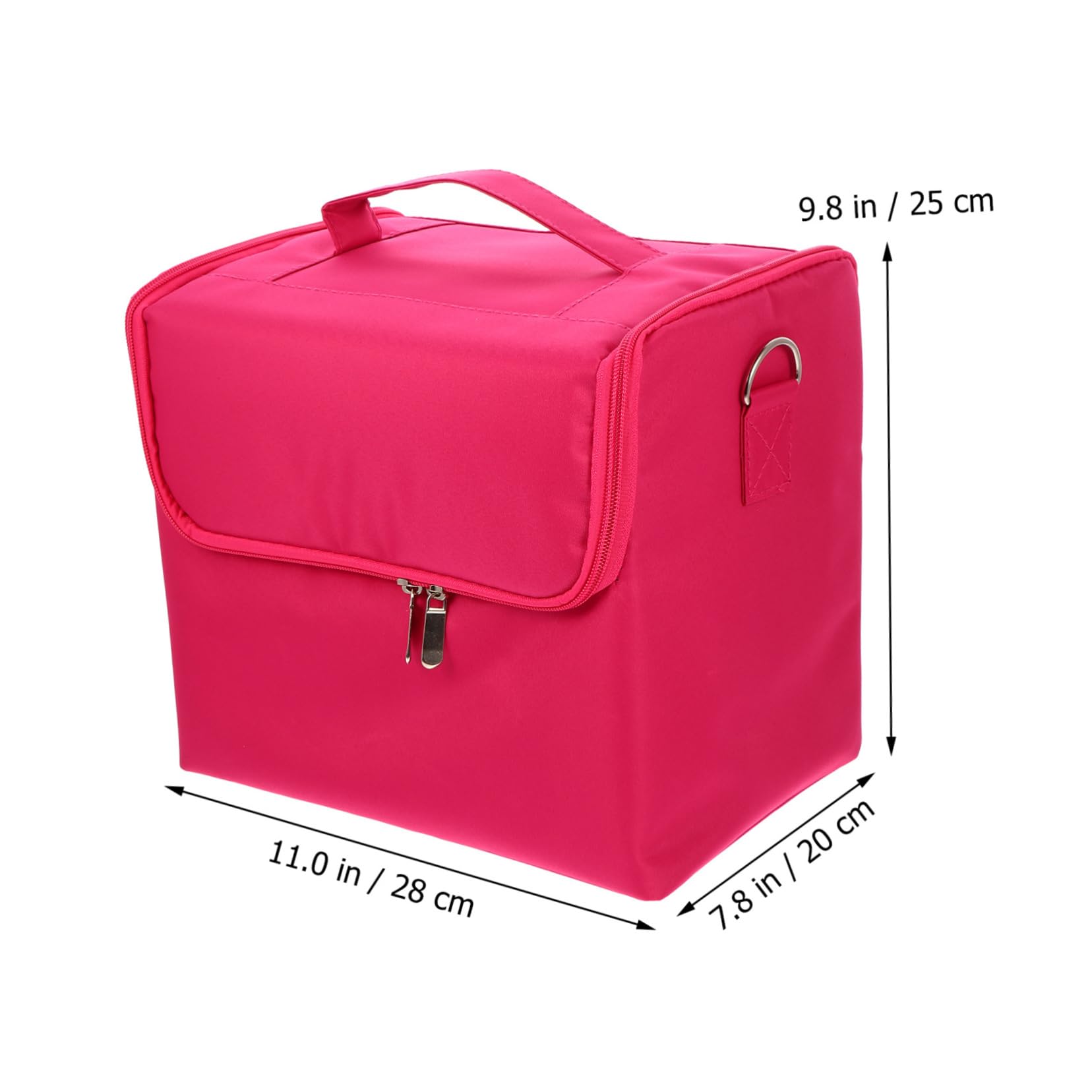 Borsa per Trucchi Oxford Doppia Cerniera e Manico Largo, Organizer Professionale Portatile per Cosmetici per Viaggi e Uso Quotidiano
