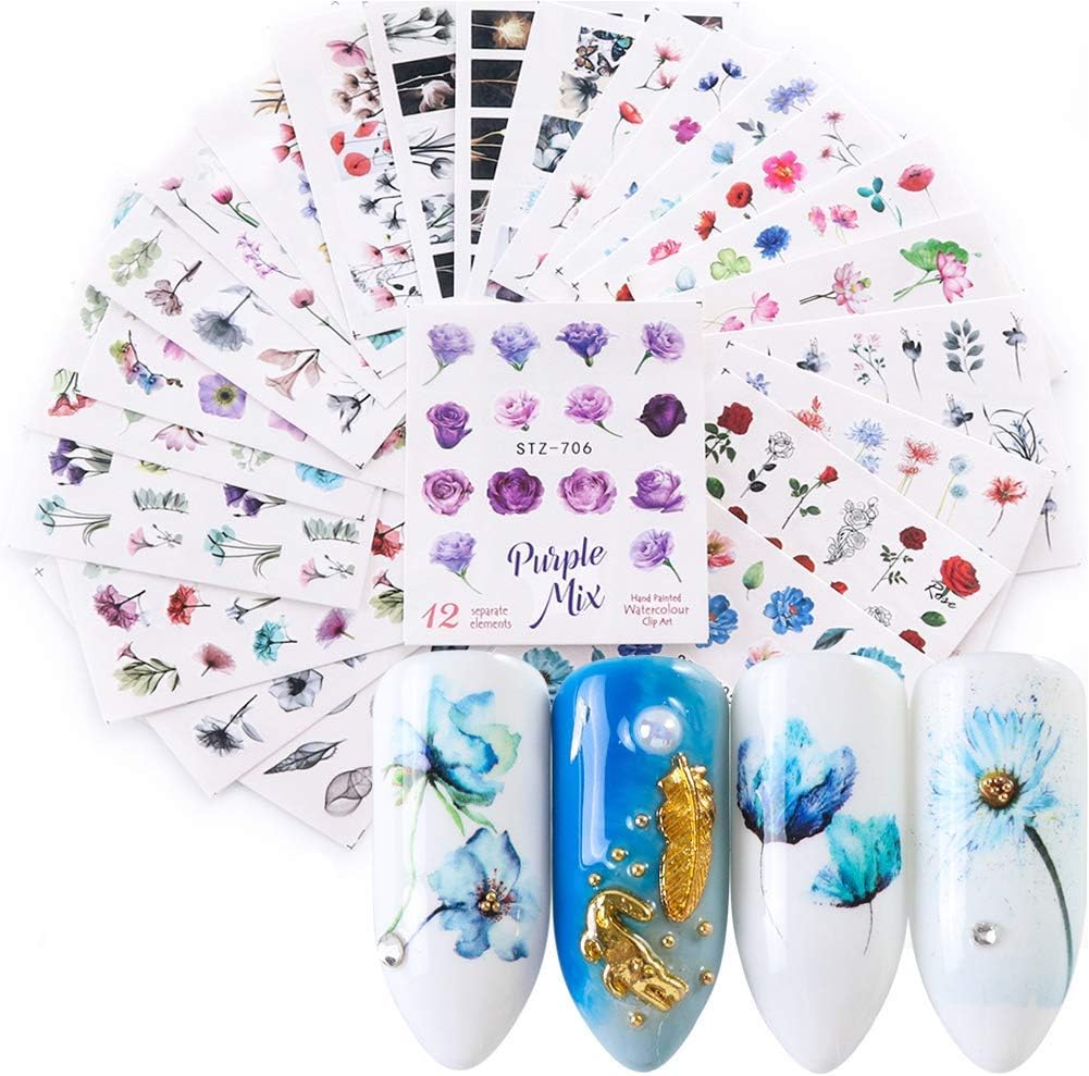 Pichidr Jp ネイルステッカー 24枚入り 花 ネイル シート 新商品 デザインホイル レディース レース ネイルホイル 女性用uvジェル ネイルアクセサリー ネイルアート