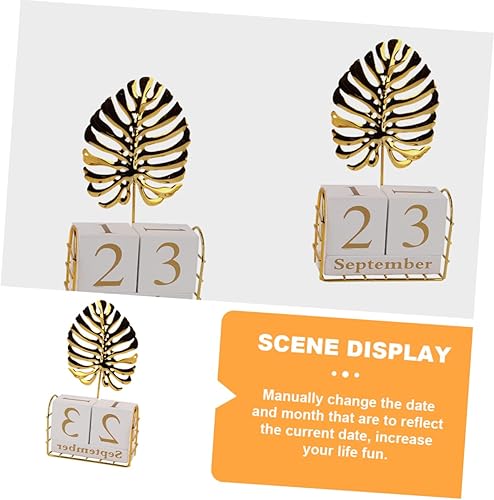 Miniatura 2 de STOBOK 1 Set Wooden Calendar Vintage Table Sculpture Wooden Perpetual Date Wood Calendar Tabletop Centerpiece Wooden Block Calendar Perpetual