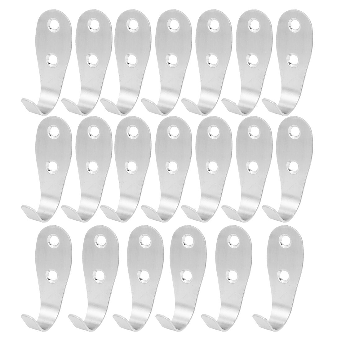 Uxcell a15041500ux0078 Clothes Handbag Wall Mount J Shaped Stainless Steel Hook Hanger 20pcs (Pack of 20)