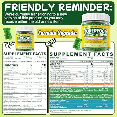 Kids Super Greens Gummies, Superfood Multivitamin for Kids, 30 Veggie, Fruit, Vitamin, Mineral, Probiotic, Kids Vitamin Gummies for Growth, Immunity, Digestion, Picky Eater Approved, Sugar Free 2Pack