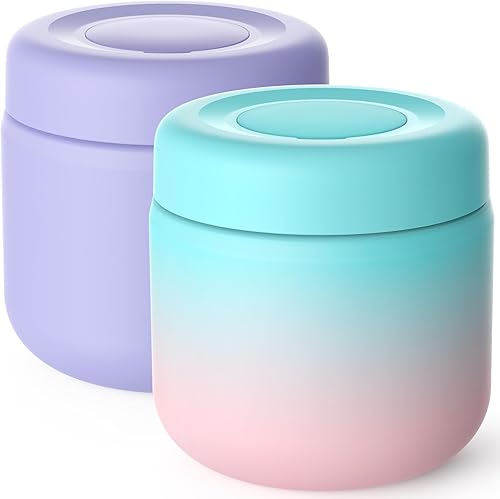 Paquete de 2 frascos de comida aislados para sopa y comida caliente para niños, cajas Bento de acero inoxidable de 13.5 onzas para adultos, a prueba