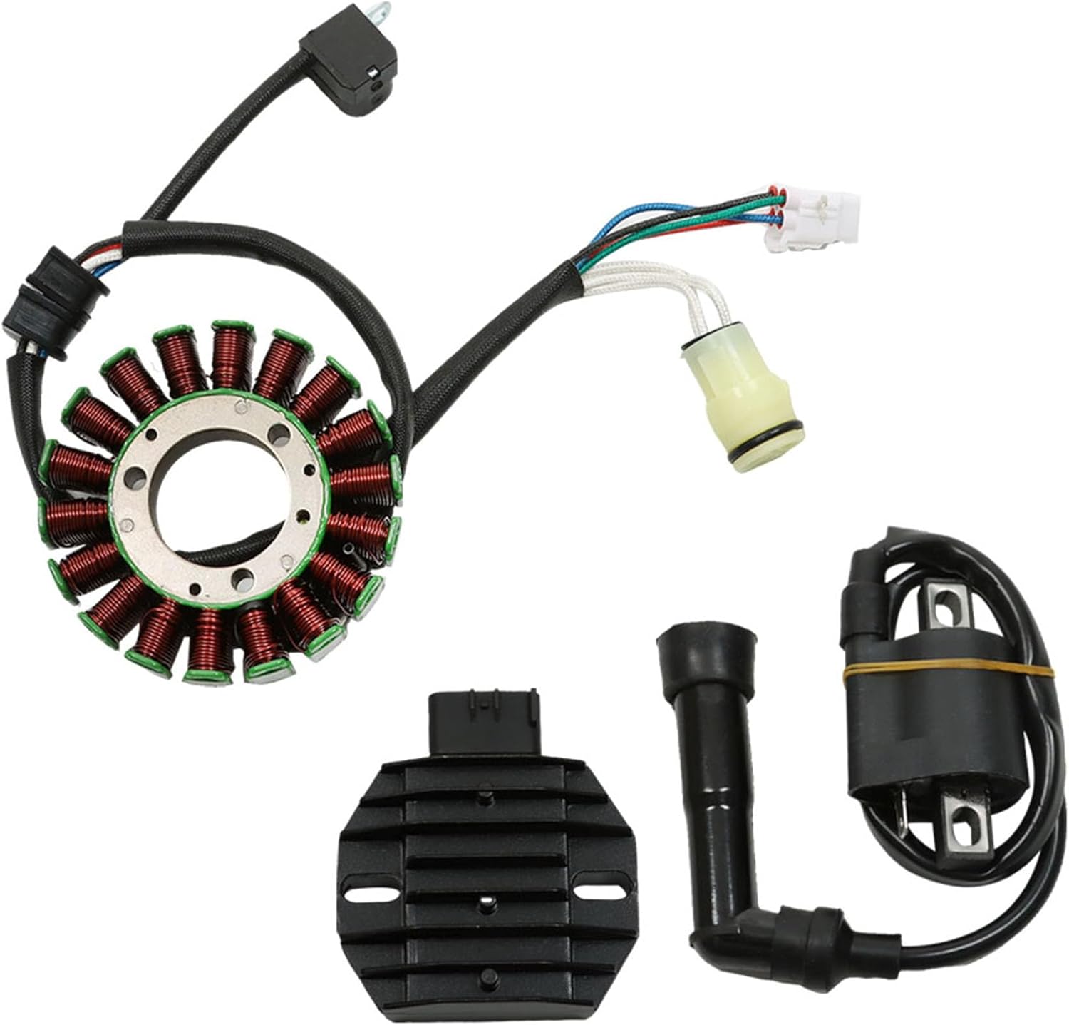 GXYWADY Stator and Regulator Rectifier and Ignition Coil Replacement for Yamaha 660 YFM660 2001 2002 2003 2004 2005