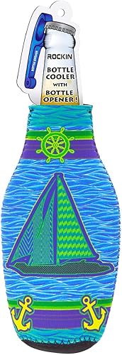 Miniatura 8 de Juego pirata de manga enfriadora para botellas de cerveza con abridor de botellas, termoenfriador aislante con cremallera que mantiene la cerveza